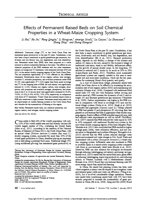 Effects of Permanent Raised Beds on Soil Chemical Properties in a Wheat-Maize Cropping System
